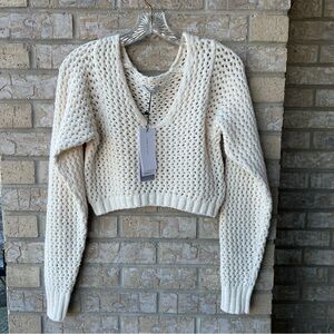John Elliot Foam Boucle Cropped Sweater in Natural